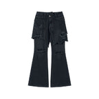 Two-Piece Distressed Flared Jeans