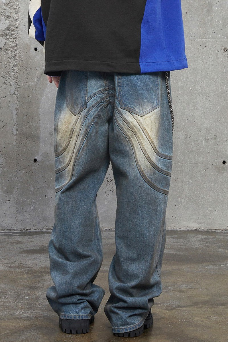 Embroidered Irregular Jeans