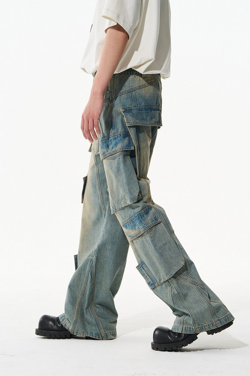 Oversized Washed Cargo Jeans