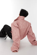 Shoulder Pads Washed PU Leather Jacket