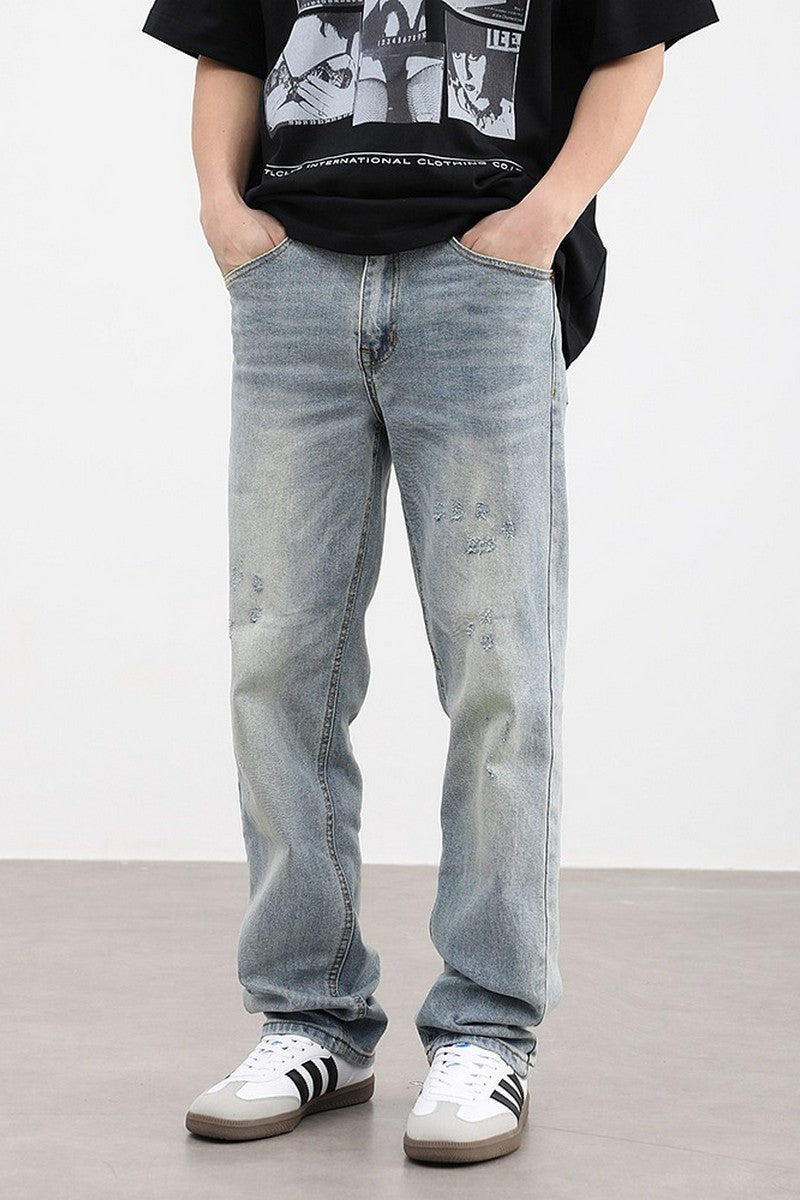 Washed Loose Straight Jeans