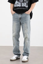 Washed Loose Straight Jeans
