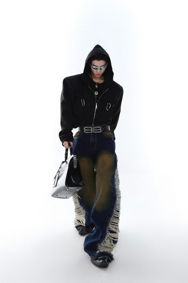 Washed Flared Distressed Jeans