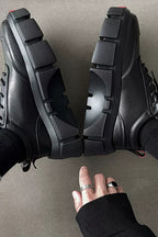Chunky Black Lace-Up Dad Shoes