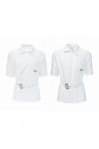 Asymmetric Striped Strap Shirt