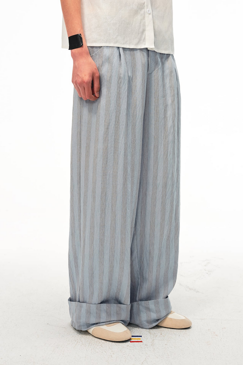 Pinstripe Drawstring Cuff Trousers