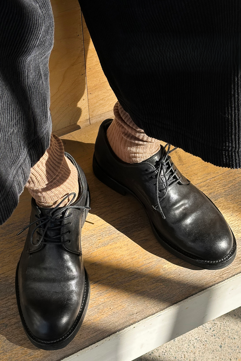 Wrinkled Pointed Derby Shoes