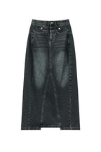 BNP Washed Loose Denim Long Skirt