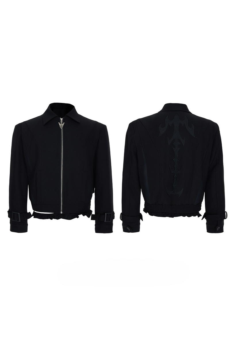 Embroidered Leather Panel Jacket