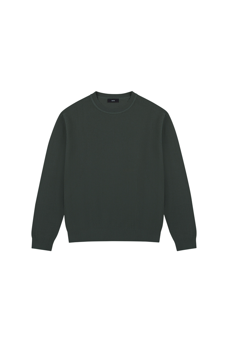 Waffle Knit Crewneck Sweater