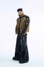 Snake Print Fur Patchwork Jacket