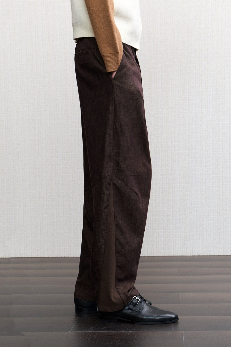 Textured Ribbed Straight Trousers