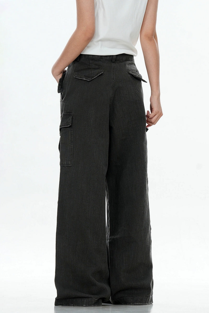 Textured Multi-Pocket Cargo Pants