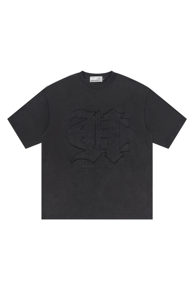 3D Gothic Embroidery Washed Tee