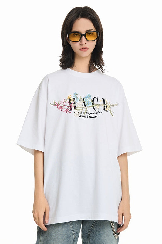 Floral Wrap Embroidered Tee