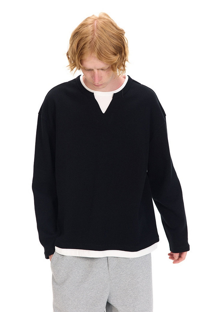 American-Style Waffle Knit T-Shirt