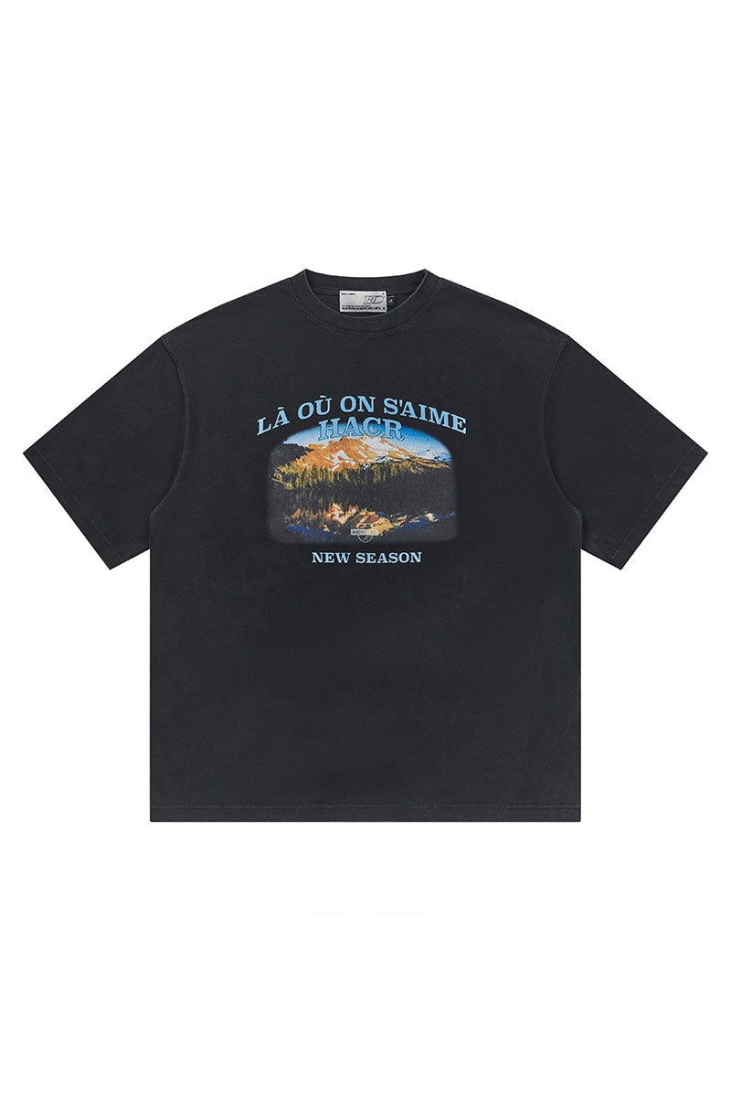 Washed Printed Mountain Tee