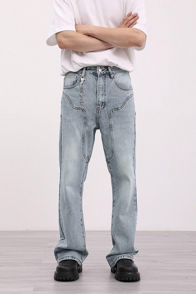 Loose Stitched Flared Jeans