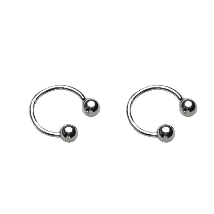 Sterling Silver Beads Hoop Earrings