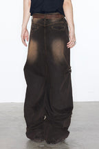 Pleated Washed Oversized Jeans