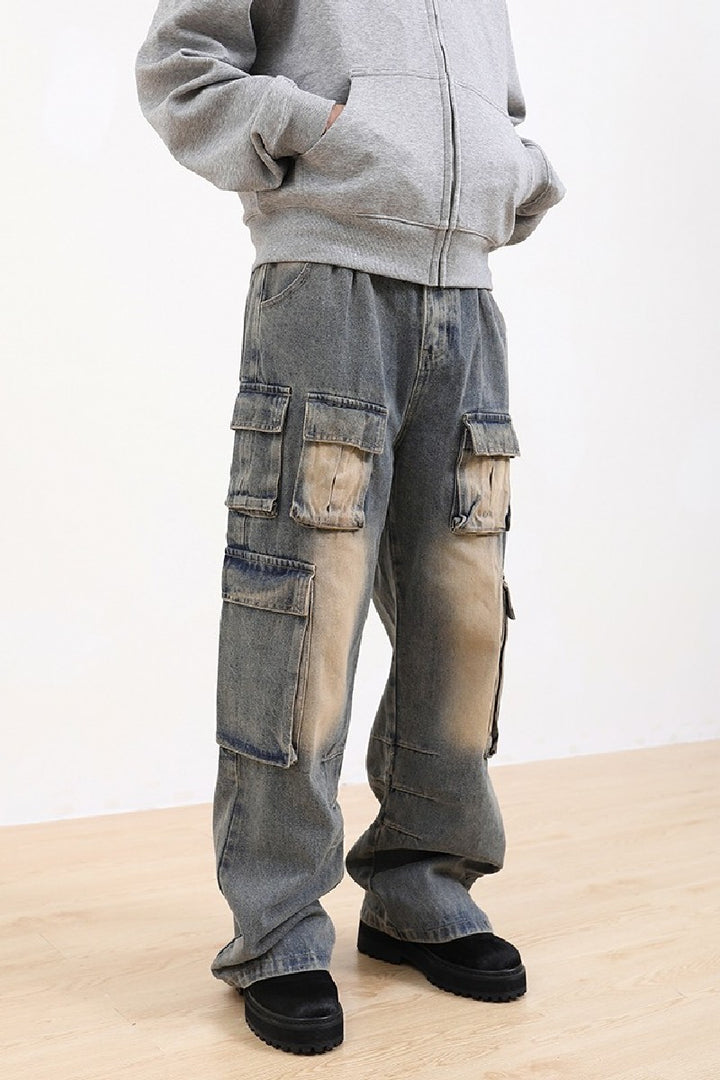 Multi Pocket Oversized Washed Jeans