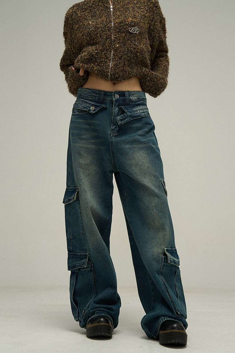Oversized Cargo Asymmetrical Jeans