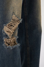 Ripped Retro Flared Jeans