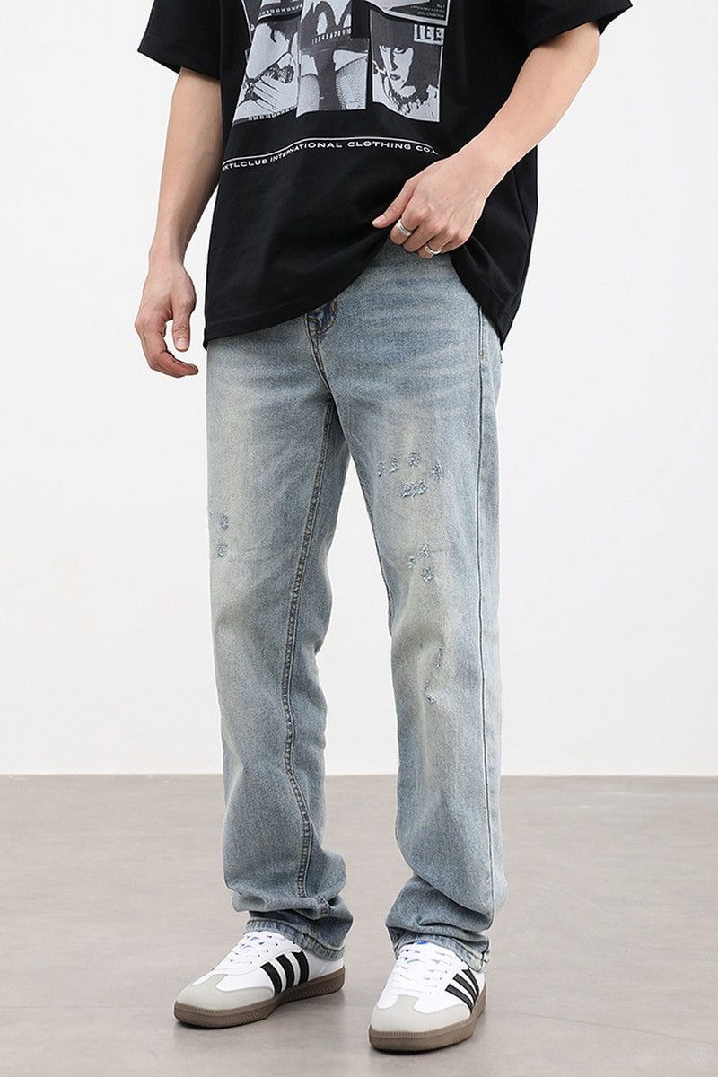 Washed Loose Straight Jeans