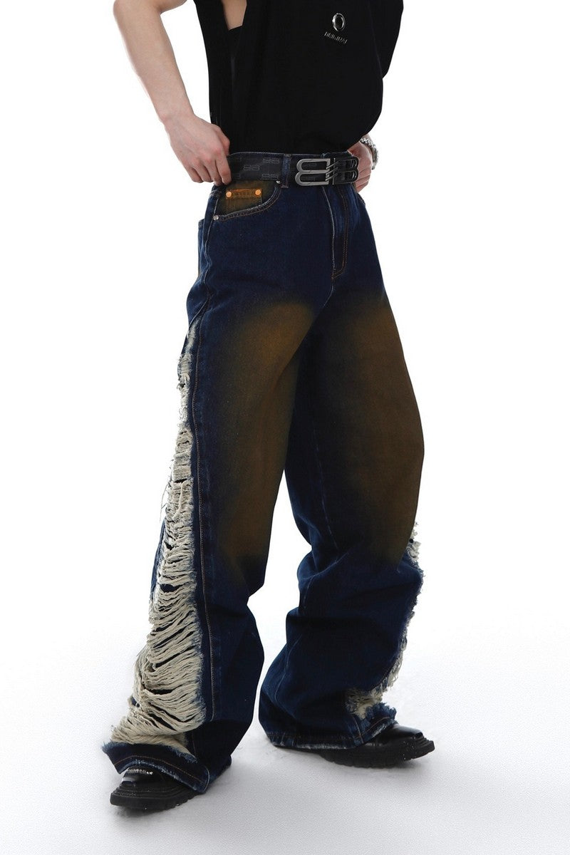 Washed Flared Distressed Jeans