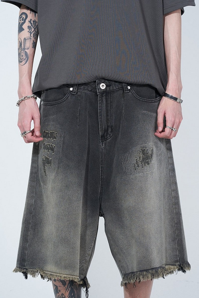Distressed Oversized Jeans Shorts