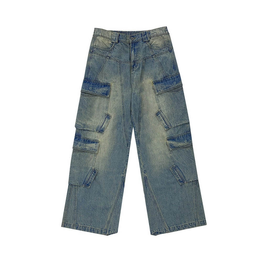 Oversized Washed Cargo Jeans