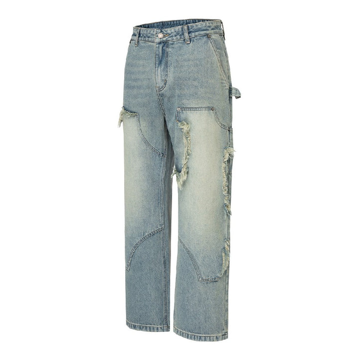 Distressed Straight Work Jeans