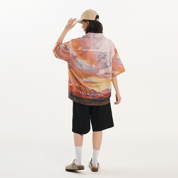 Sunset Landscape Oil Painting Shirt