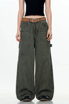 Patchwork Wide-Leg Cargo Pants