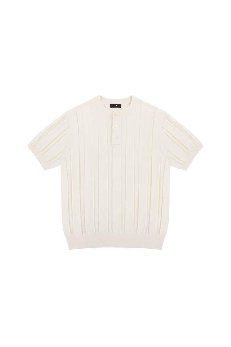Ribbed Knit Henley Shirt