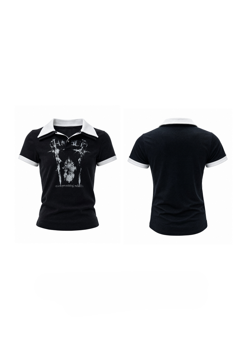 Double Collar Printed Polo