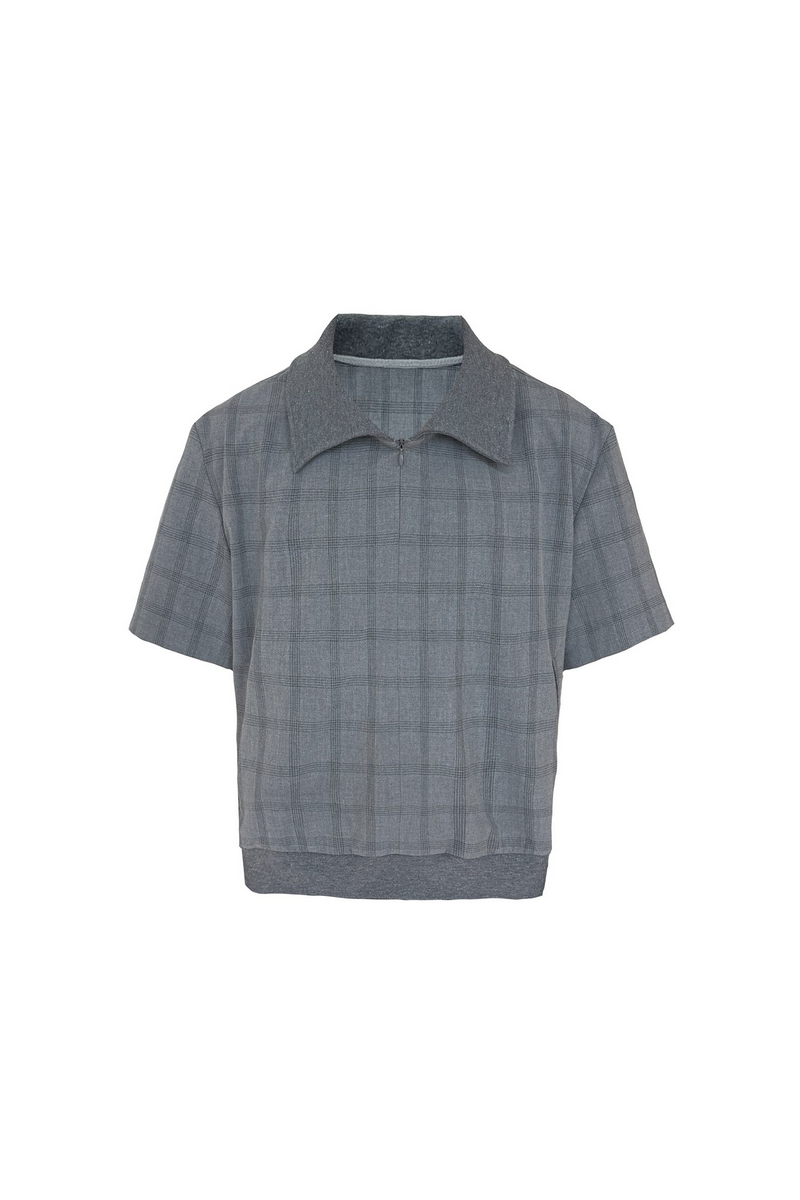 Half Zip Plaid Tee