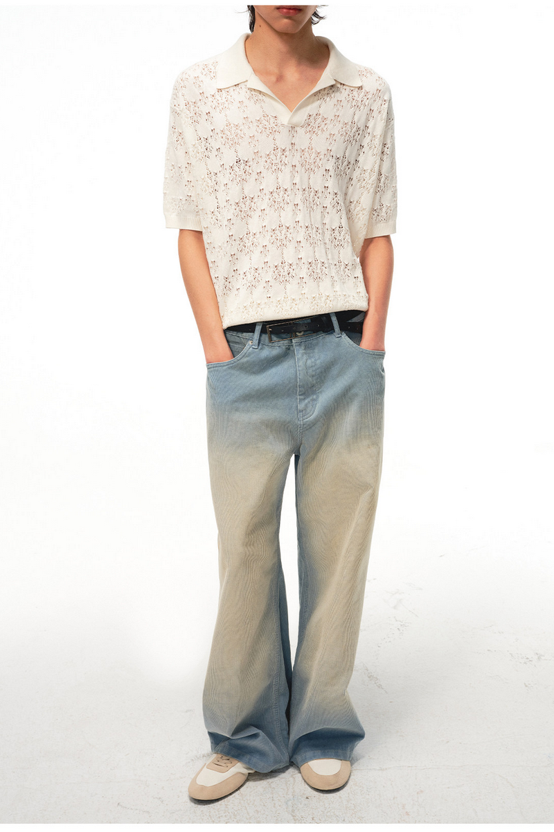 Openwork Leaf Pattern Shirt