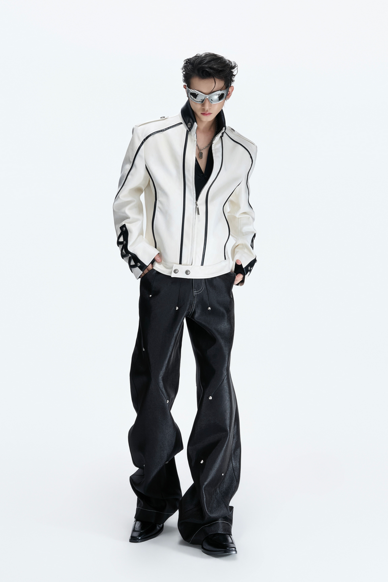Cross Strap Leather Jacket