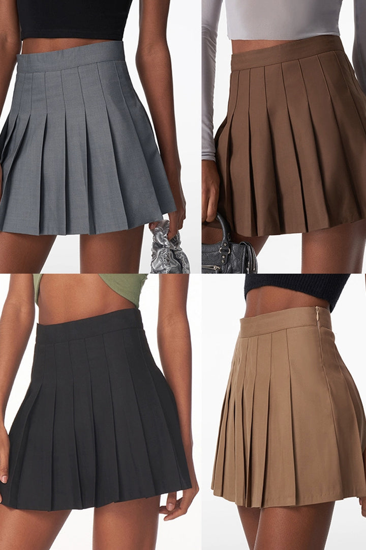 High-Waist Pleated Mini Skirt