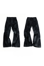 Waxed Distressed Flare Jeans