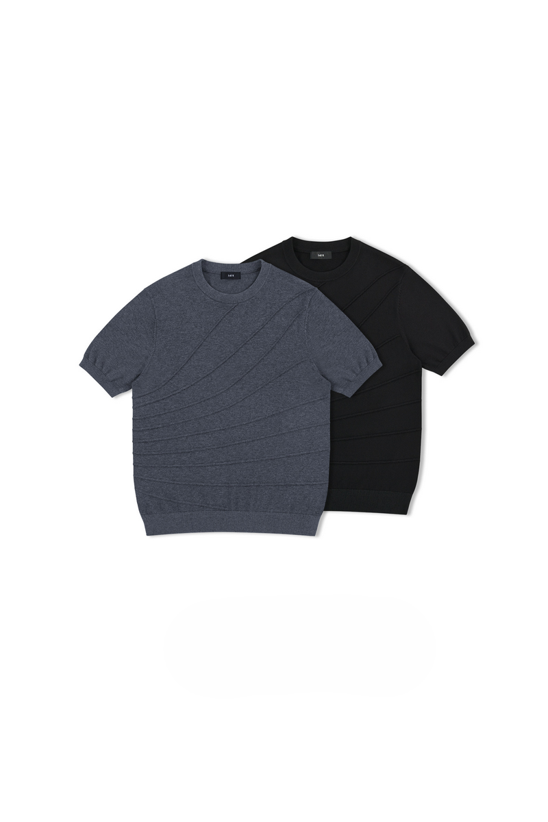 Jacquard Cotton Knit T-Shirt