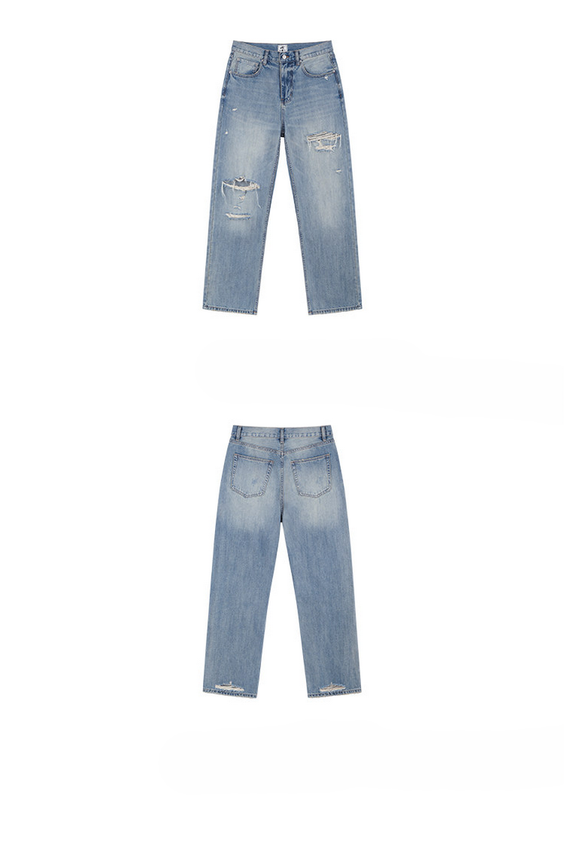 Distressed Straight Leg Jeans