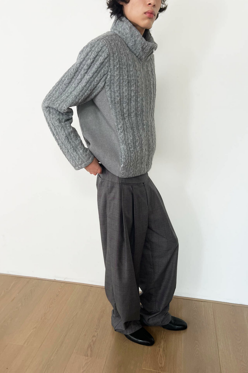 Double Pleated Plaid Trousers