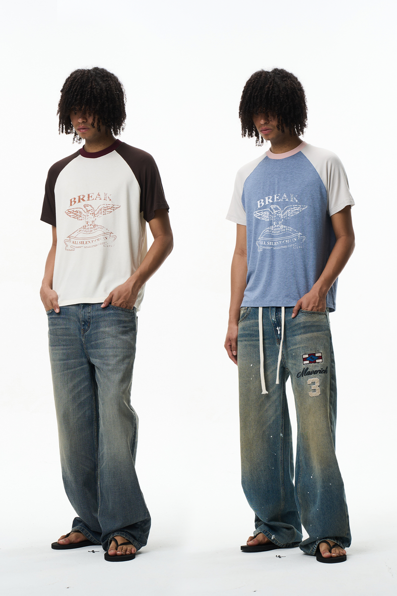 Contrast Raglan Graphic T-Shirt