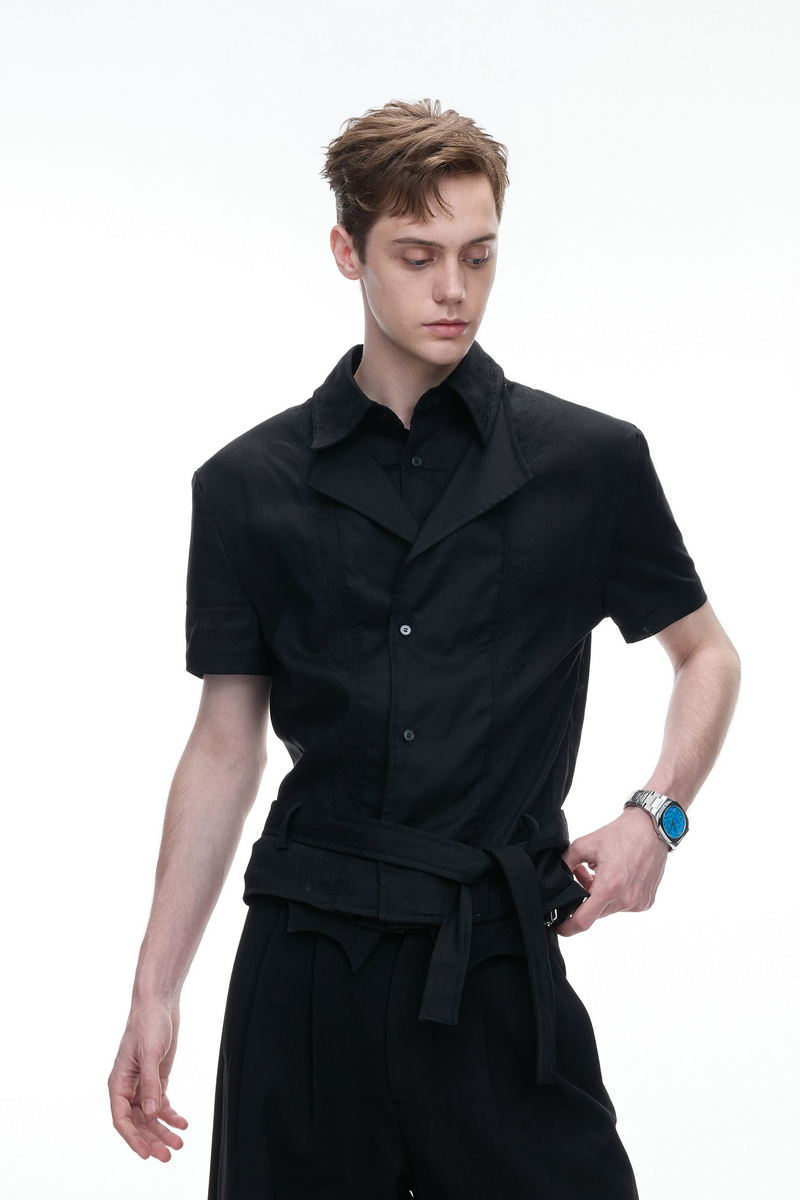 Layered Embroidered Linen Shirt
