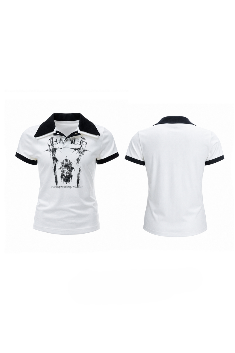 Double Collar Printed Polo