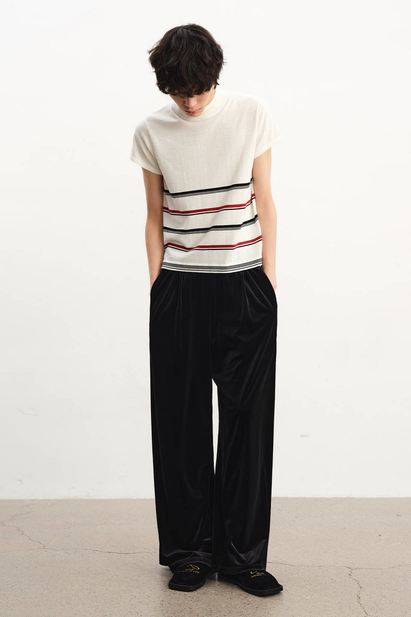 Pleated Velvet Sweatpants