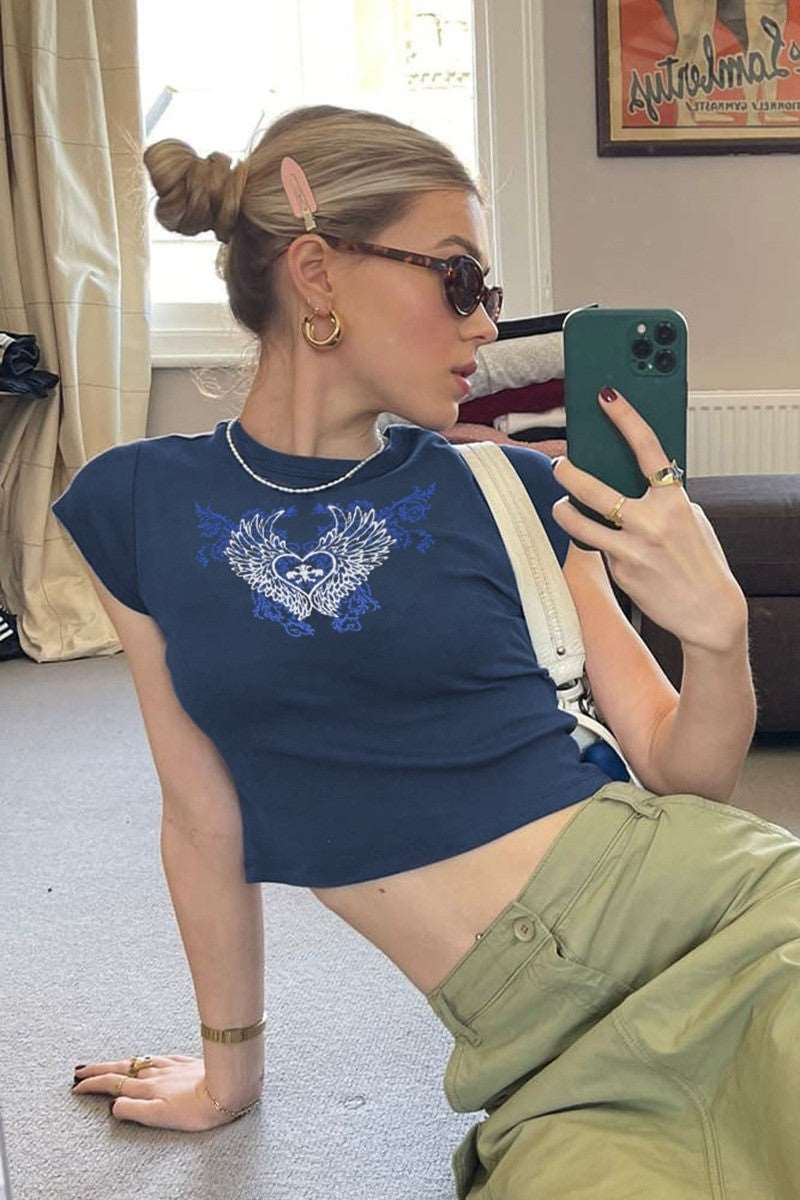 Blue Tattoo Crop Top
