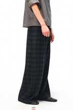Drawstring Plaid Straight Trousers